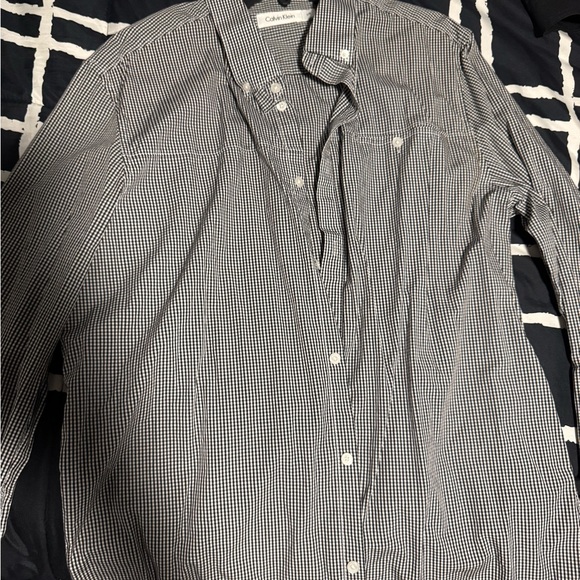 Calvin Klein Black and White Checkered Men's Shirt - Picture 1 of 2